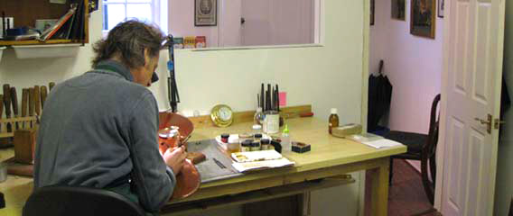in a violin workshop